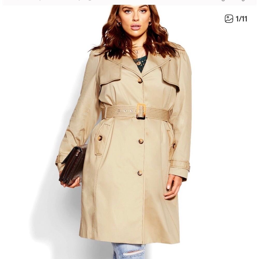 NWOT City Chic $198 Size 20 2X Trench Coat Belted
